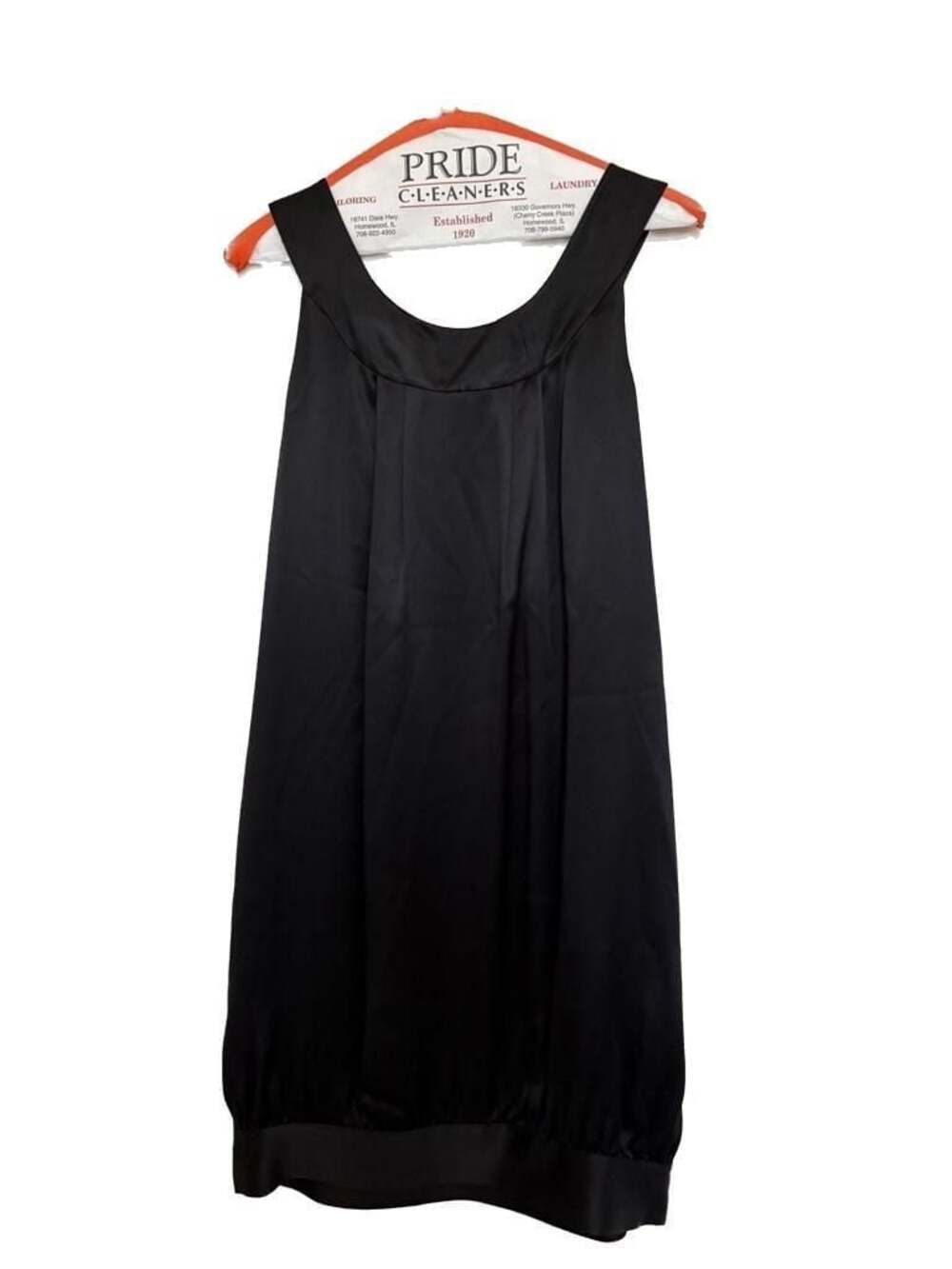 Gianni Bini Black Satin Sleeveless Pleated Shift Dress Size 4